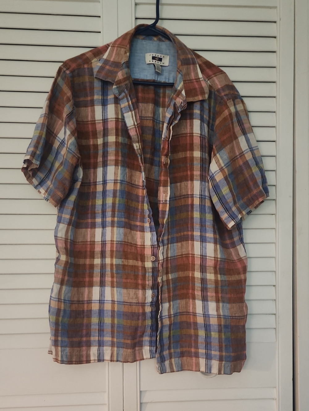 Joseph Abboud Plaid Short-Sleeve Button-Down Shirt - Brown Blue Tan
